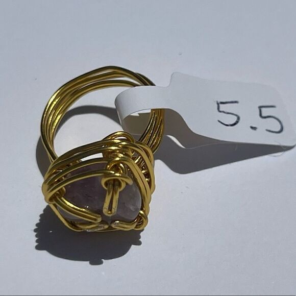 ✨ HANDMADE AMETHYST WIREWRAPPED GENUINE GEMSTONE CHUNKY RING ✨ - Picture 2 of 5